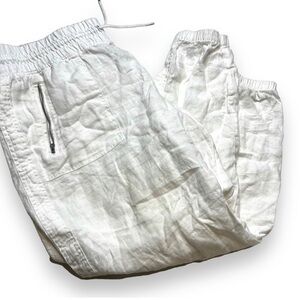 Athleta Retreat Linen Pants White Size 16 Elastic Waistband Linen Lagenlook